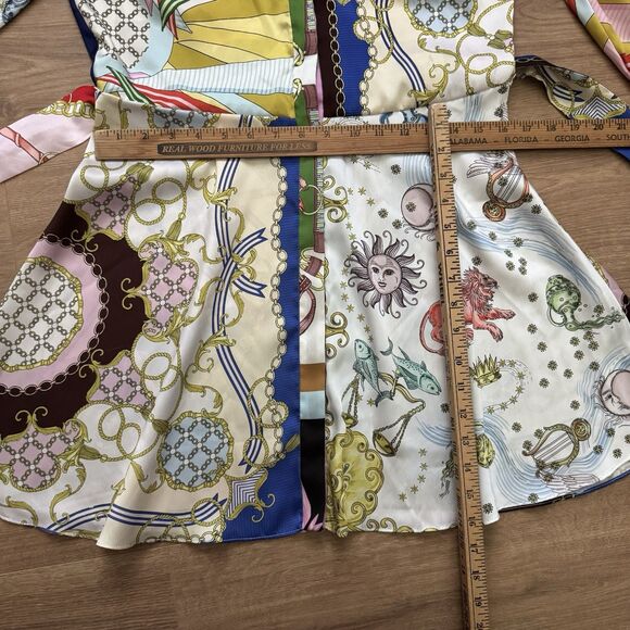 ZARA Dress Multicolored Mini Dress Long Sleeve Silky Satiny Smooth Size Medium - Picture 9 of 10